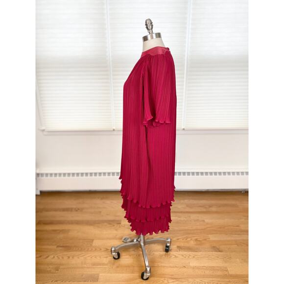 Vintage Red Dress, Red Micro Pleat, ZiZi Barbara Chodos, 70s 80s, size 9 10 M L - Picture 3 of 10